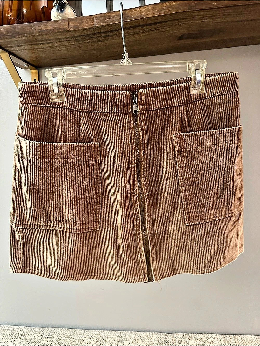 She + Sky Corduroy Mini Skirt Brown Size Large